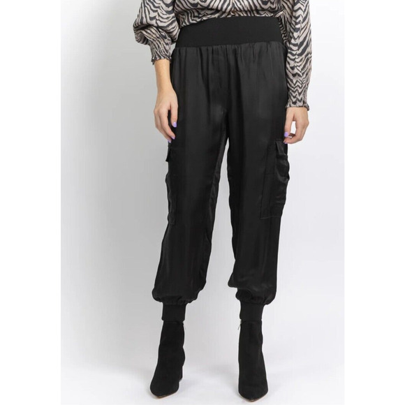 Cinq a Sept Tous Les Jours Giles Satin Jogger Size XL Pant Black Travel Designer - Picture 3 of 16